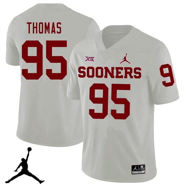 Jordan Brand Men #95 Isaiah Thomas Oklahoma Sooners 2018 College Football Jerseys Sale-White